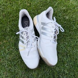 Adidas Adipower Boost Mens 10.5 White and Grey Golf Cleats